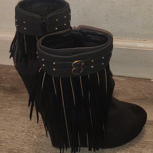 City Snappers Suede Fringe Boots